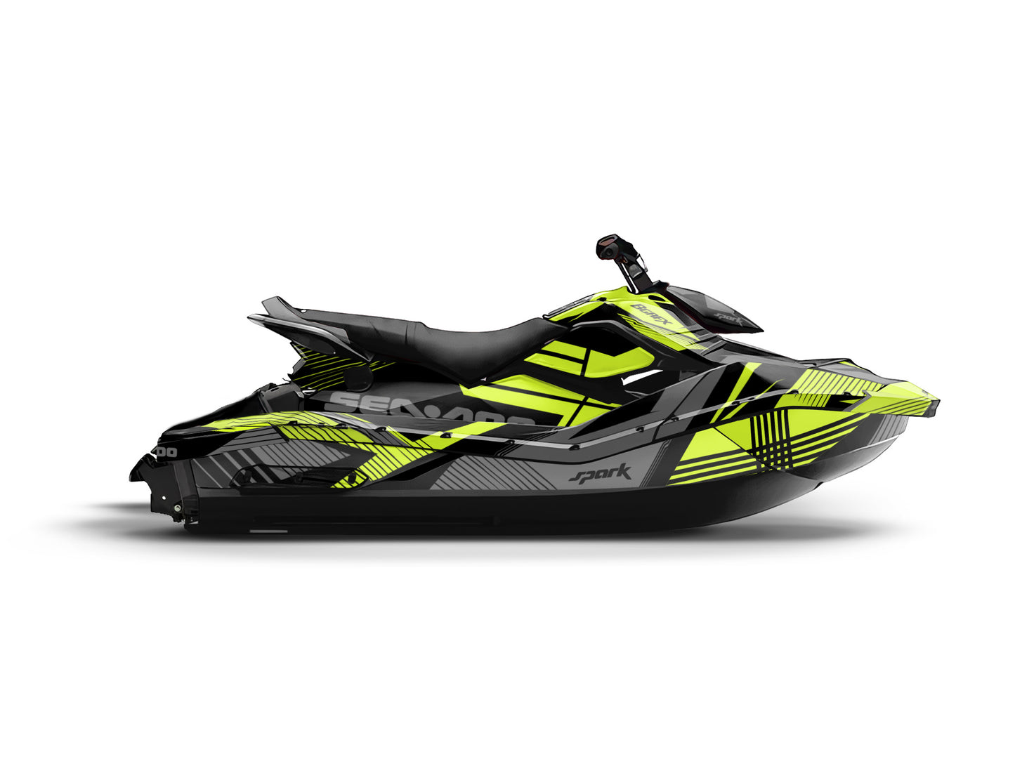 SEA-DOO SPARK 2014-2023 FULL GRAPHICS KIT "LINED LIME GREEN" DESIGN