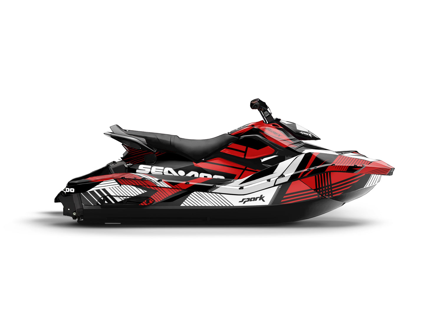 SEA-DOO SPARK 2014-2023 FULL GRAPHICS KIT "LINED RED" DESIGN