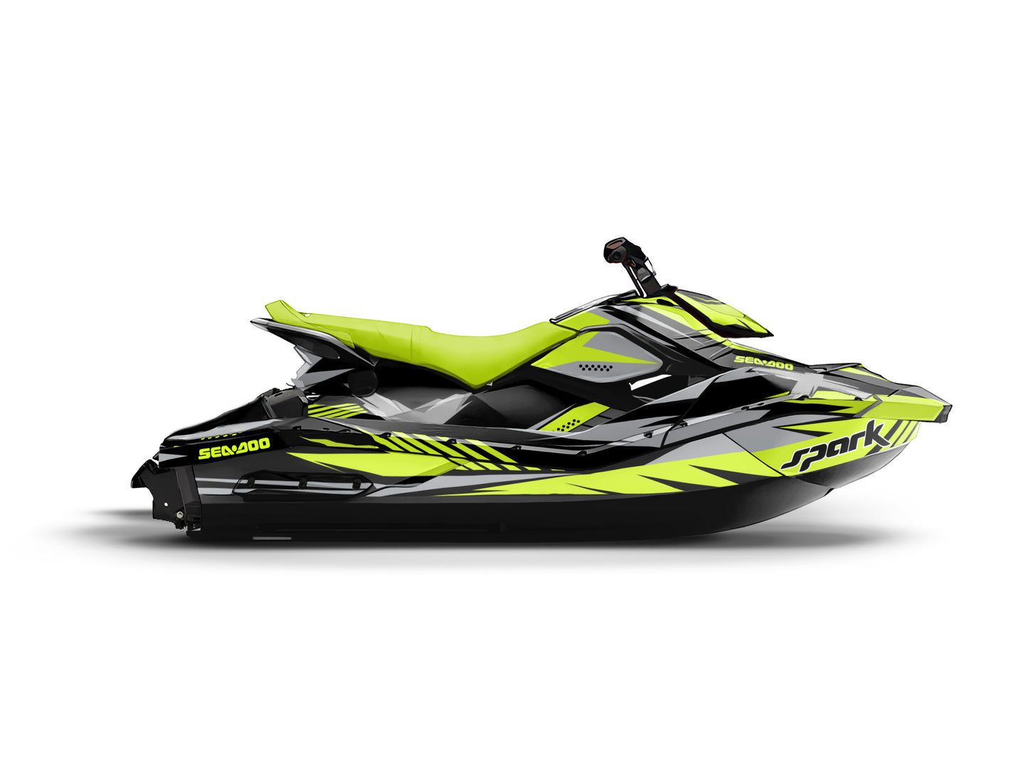SEA-DOO SPARK 2014-2023 FULL GRAPHICS KIT "RACED LIME GREEN" DESIGN