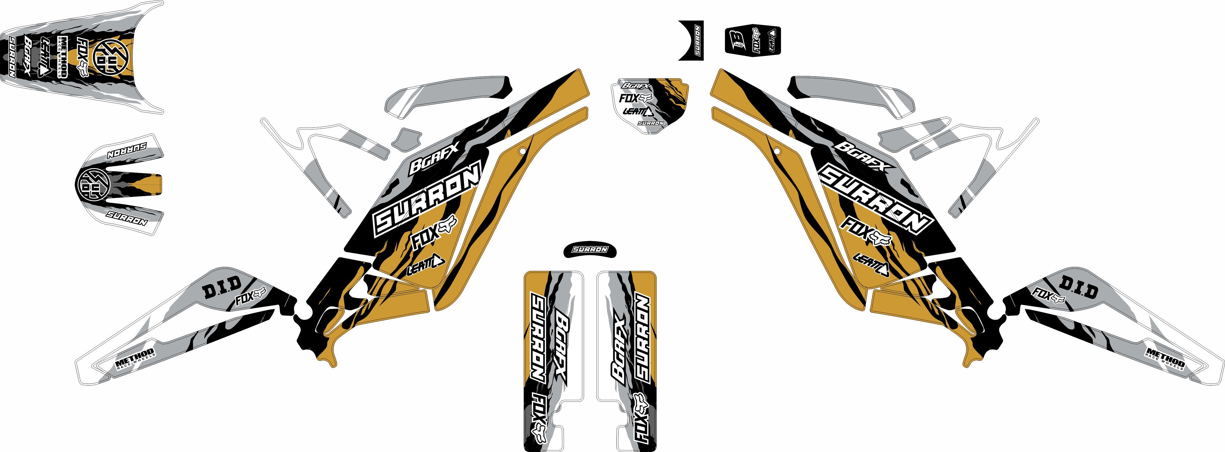 Bgrfx Graphics SURRON FULL GRAPHICS KIT ''SPLITED GOLD'' DESIGN – bling graphix