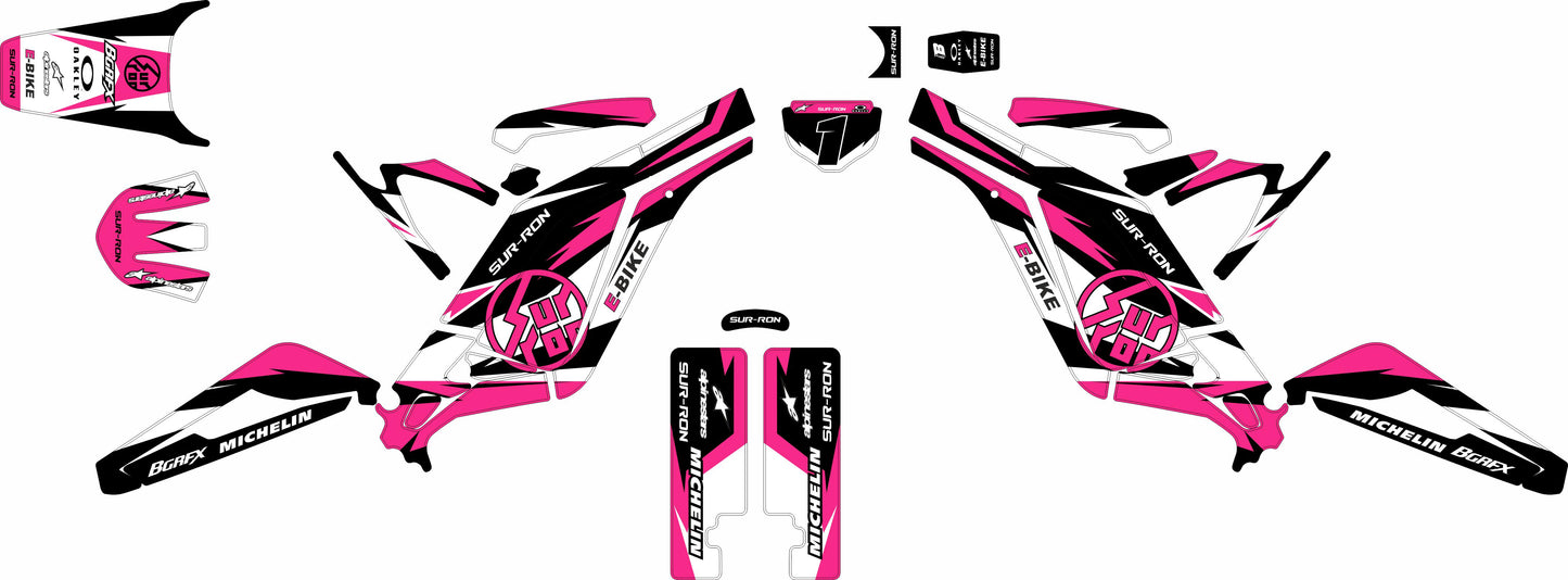 SURRON FULL GRAPHICS KIT ''SHARPED PINK'' DESIGN