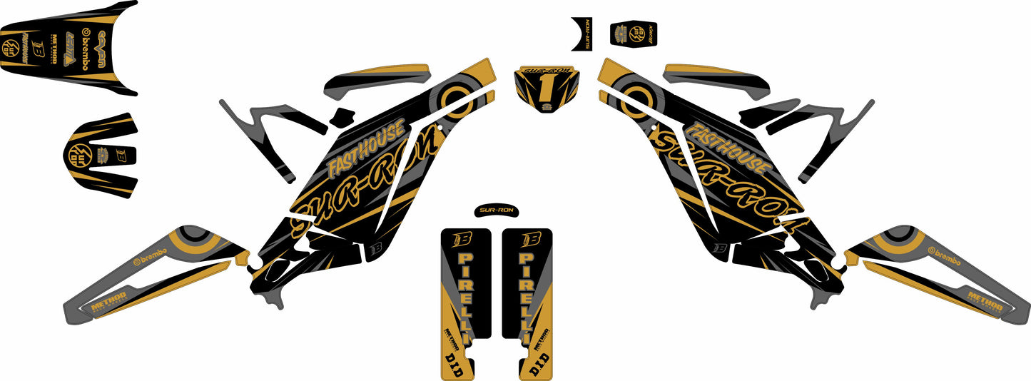 SURRON FULL GRAPHICS KIT ''STRIPED GOLD'' DESIGN