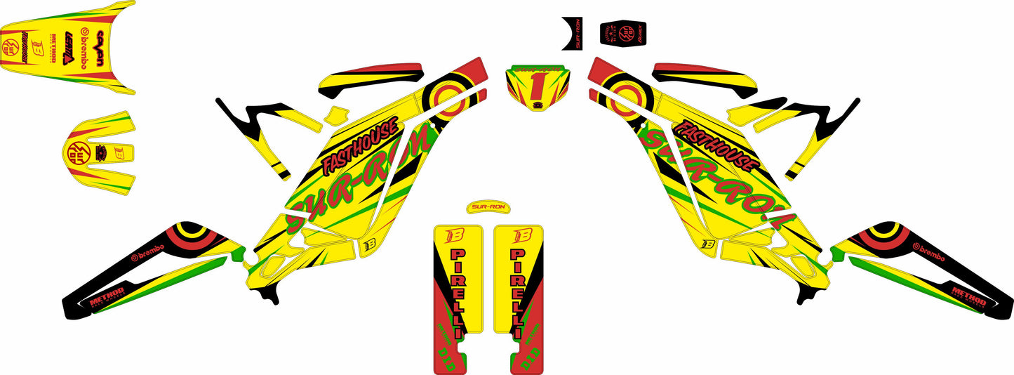 SURRON FULL GRAPHICS KIT ''STRIPED RASTA'' DESIGN