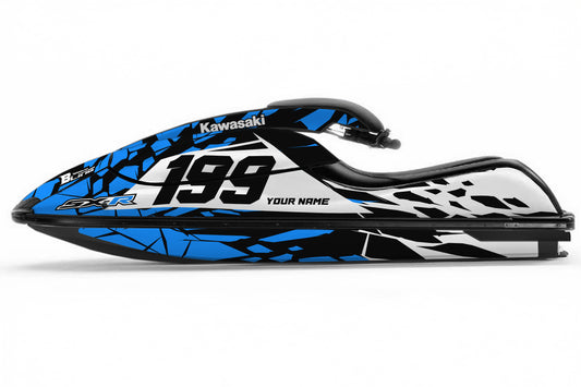 KAWASAKI SXR 800 FULL GRAPHICS KIT "CLASHED BLUE" DESIGN