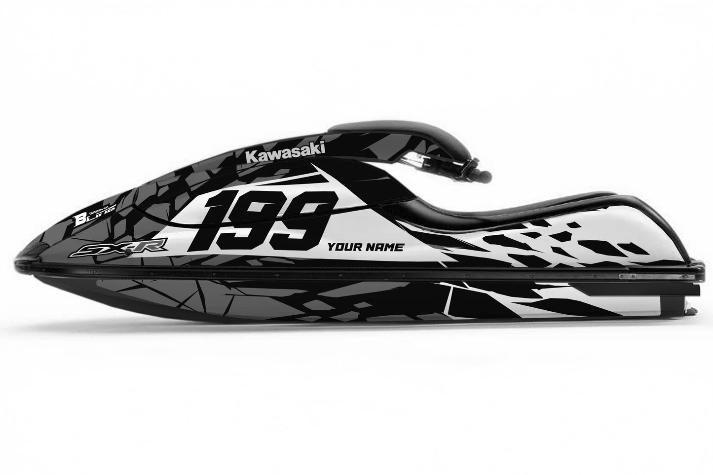 KAWASAKI SXR 800 FULL GRAPHICS KIT "CLASHED GREY" DESIGN