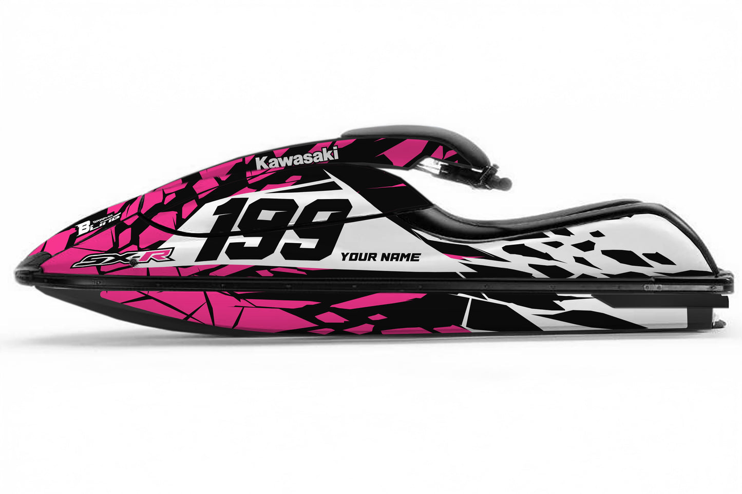 KAWASAKI SXR 800 FULL GRAPHICS KIT "CLASHED PINK" DESIGN