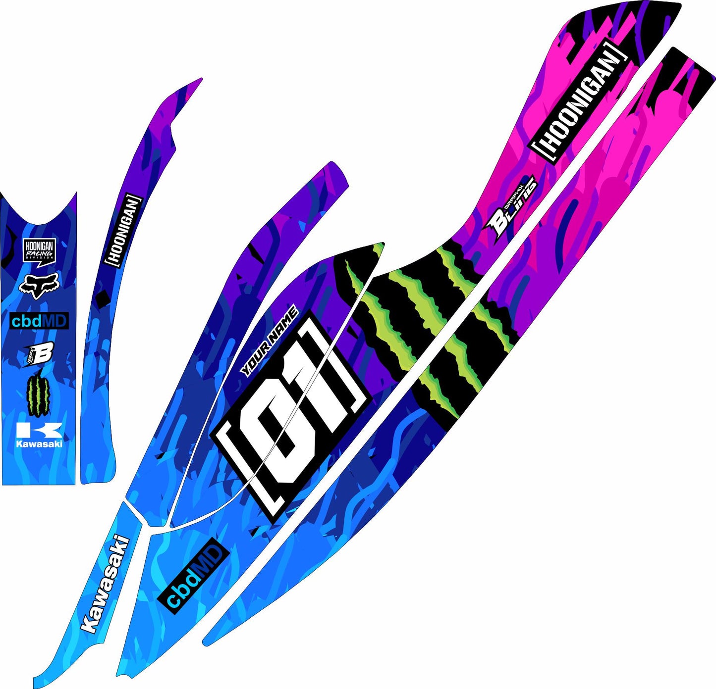 KAWASAKI SXR 800 FULL GRAPHICS KIT "HOONIGAN RETRO" DESIGN