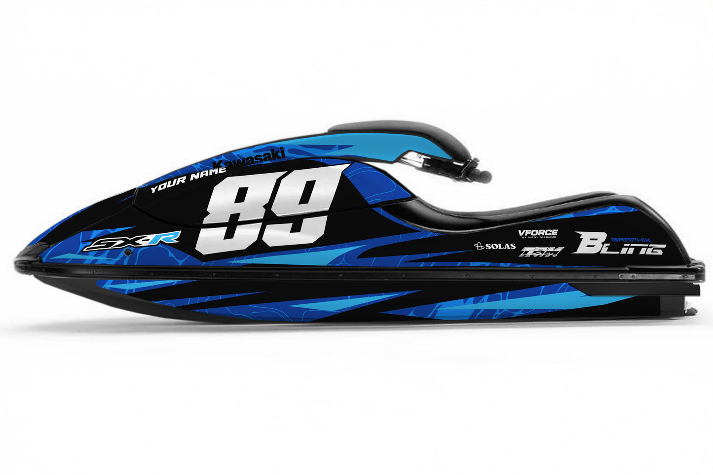 KAWASAKI SXR 800 FULL GRAPHICS KIT "LIQUID BLUE" DESIGN