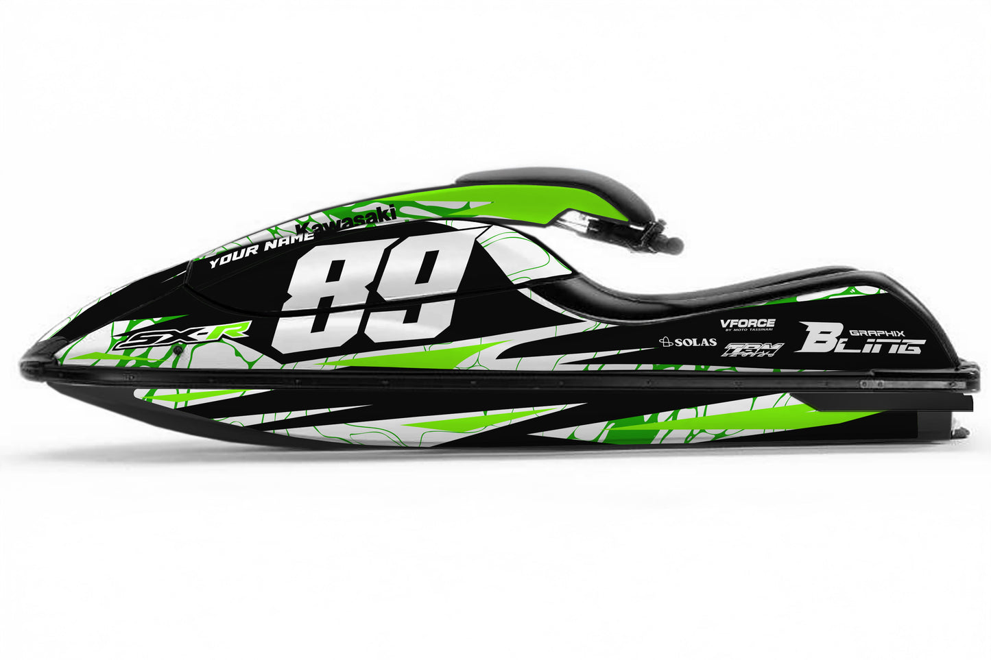 KAWASAKI SXR 800 FULL GRAPHICS KIT "LIQUID GREEN" DESIGN