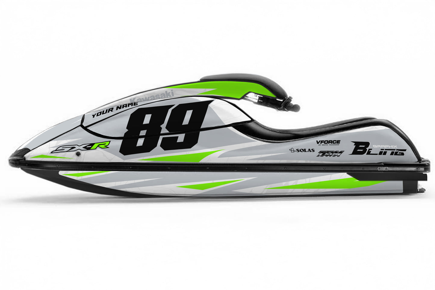 KAWASAKI SXR 800 FULL GRAPHICS KIT "LIQUID GREY" DESIGN