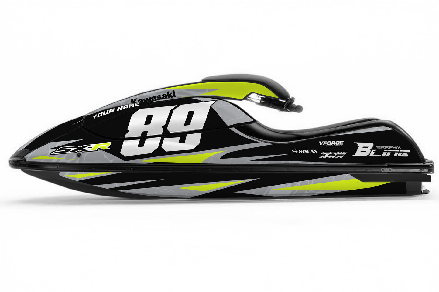 KAWASAKI SXR 800 FULL GRAPHICS KIT "LIQUID LIME" DESIGN