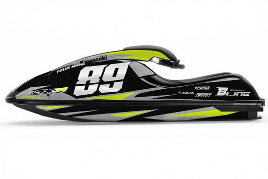 KAWASAKI SXR 800 FULL GRAPHICS KIT "LIQUID LIME" DESIGN
