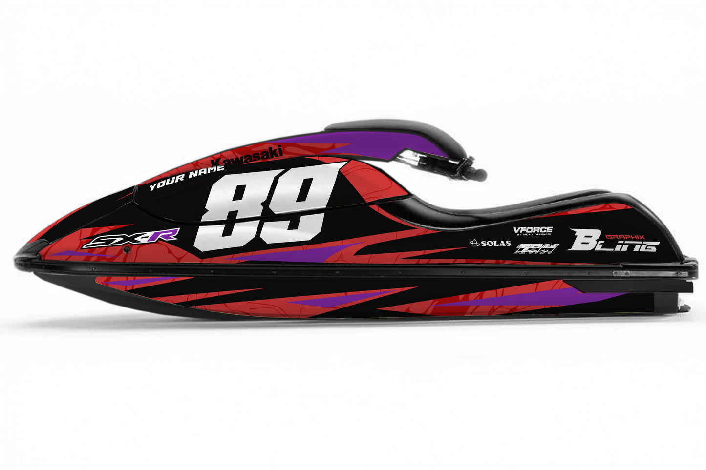 KAWASAKI SXR 800 FULL GRAPHICS KIT "LIQUID RED" DESIGN