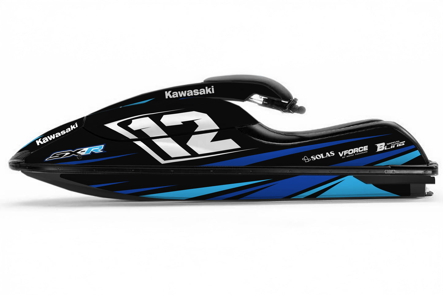 KAWASAKI SXR 800 FULL GRAPHICS KIT "RACED BLUE" DESIGN