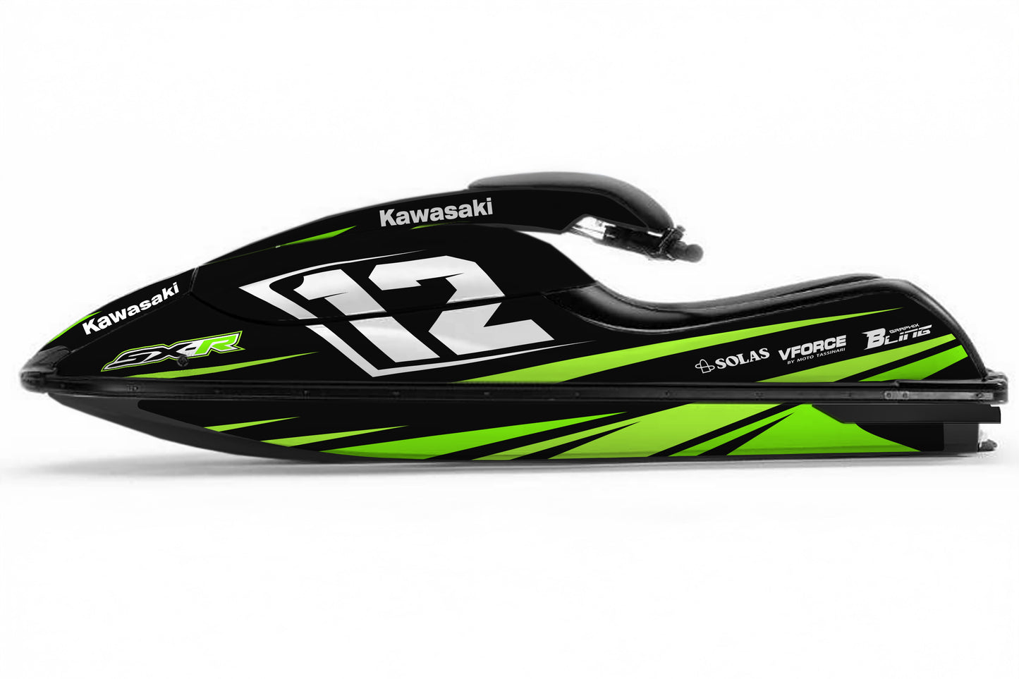 KAWASAKI SXR 800 FULL GRAPHICS KIT "RACED GREEN" DESIGN