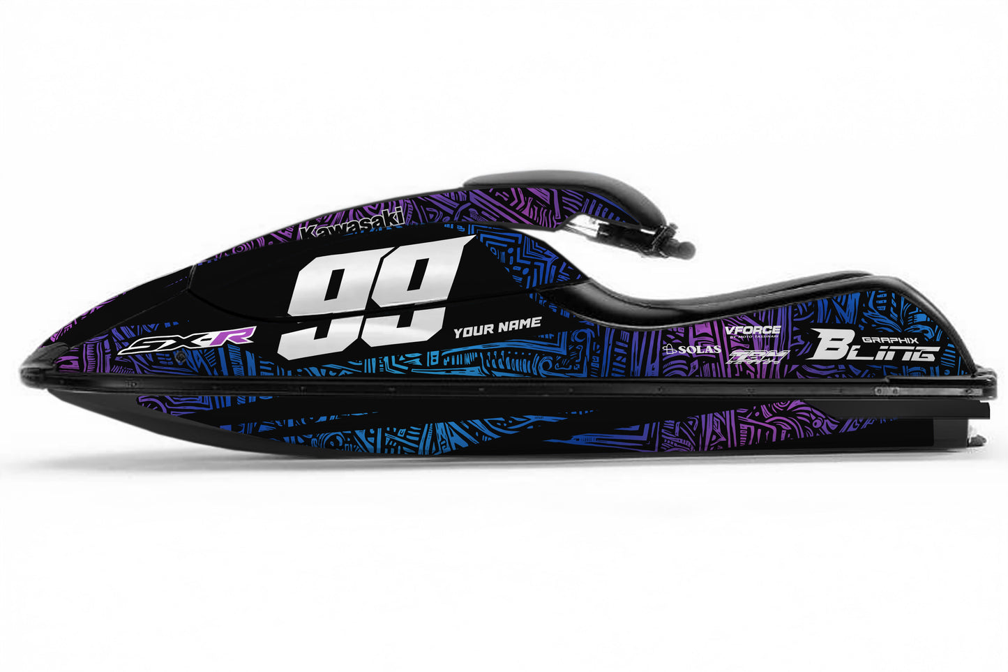 KAWASAKI SXR 800 FULL GRAPHICS KIT "TORTURE BLUE" DESIGN