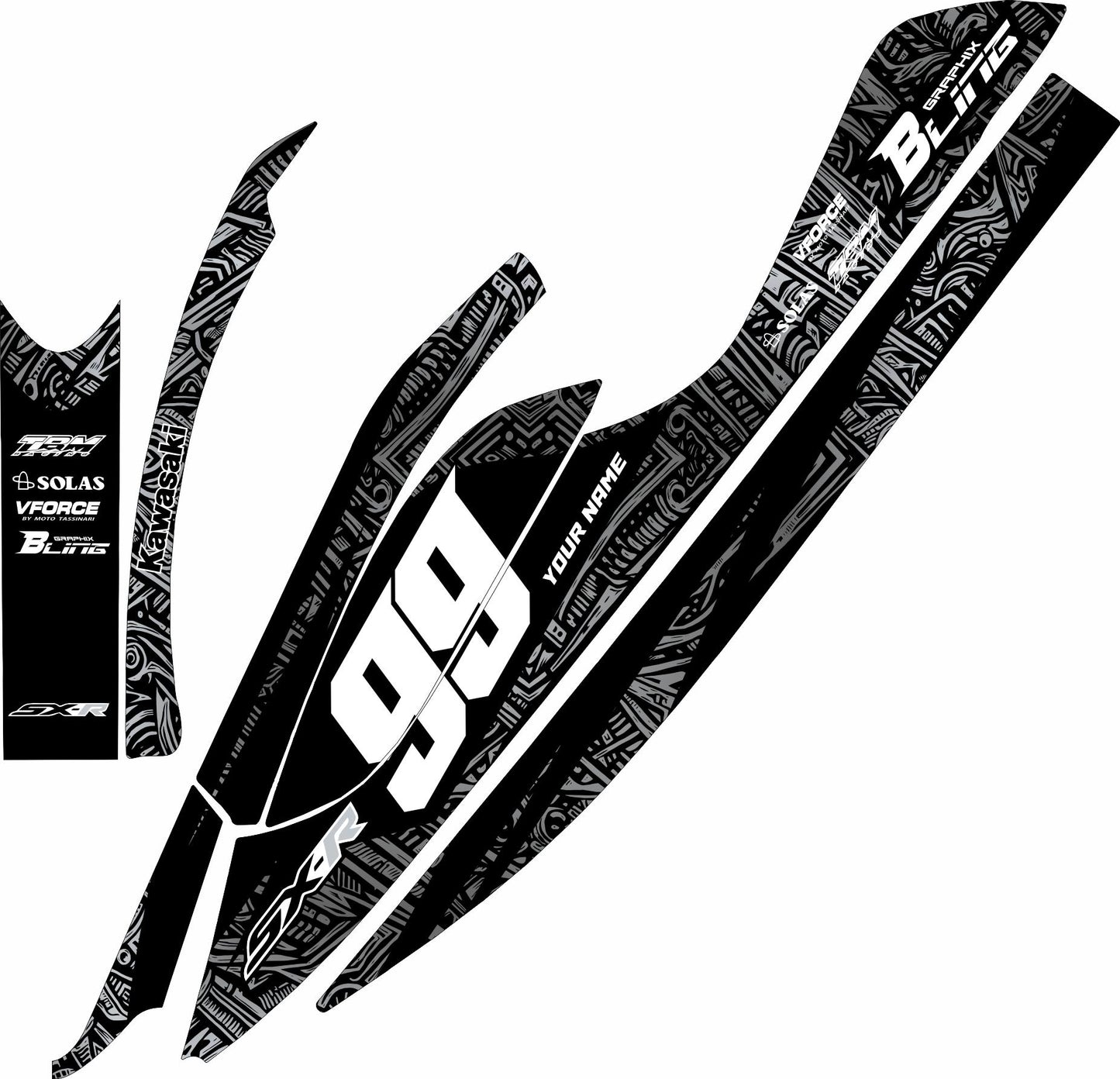 KAWASAKI SXR 800 FULL GRAPHICS KIT "TORTURE GREY" DESIGN