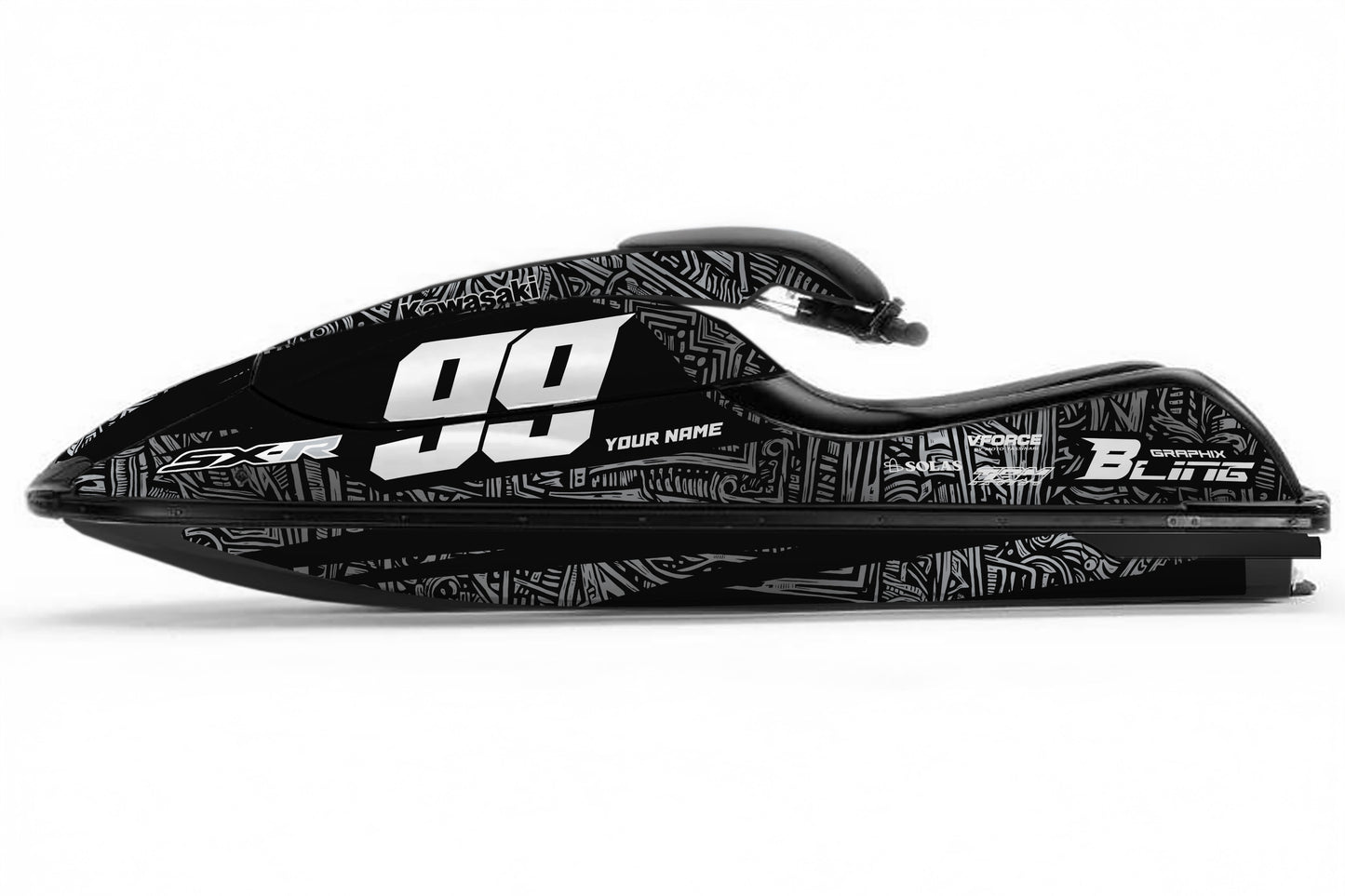 KAWASAKI SXR 800 FULL GRAPHICS KIT "TORTURE GREY" DESIGN