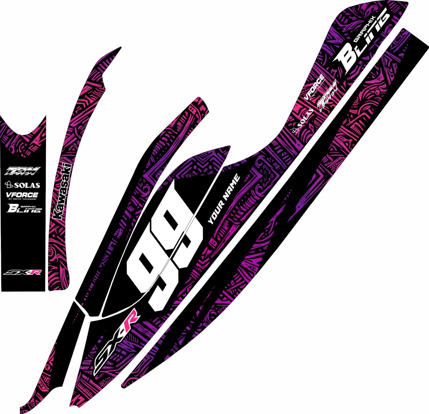 KAWASAKI SXR 800 FULL GRAPHICS KIT "TORTURE PINK" DESIGN