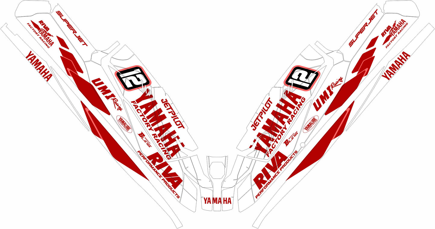 YAMAHA SUPER JET FULL GRAPHICS KIT "70TH ANNIVERSARY RED" DESIGN