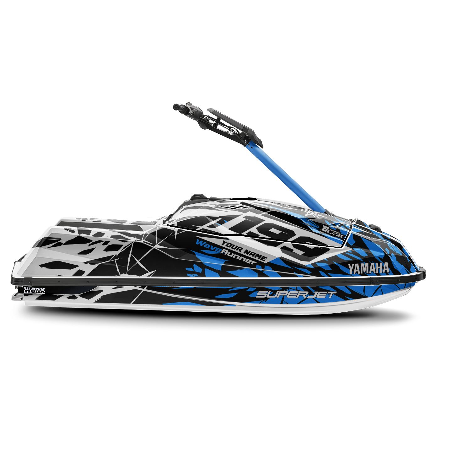 YAMAHA SUPER JET FULL GRAPHICS KIT "CLASHED BLUE" DESIGN