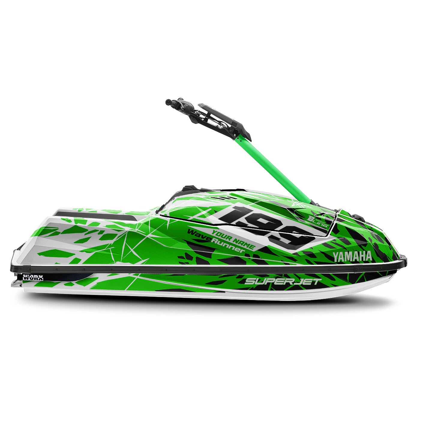 YAMAHA SUPER JET FULL GRAPHICS KIT "CLASHED GREEN" DESIGN