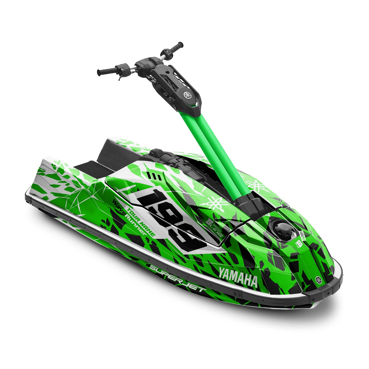 YAMAHA SUPER JET FULL GRAPHICS KIT "CLASHED GREEN" DESIGN