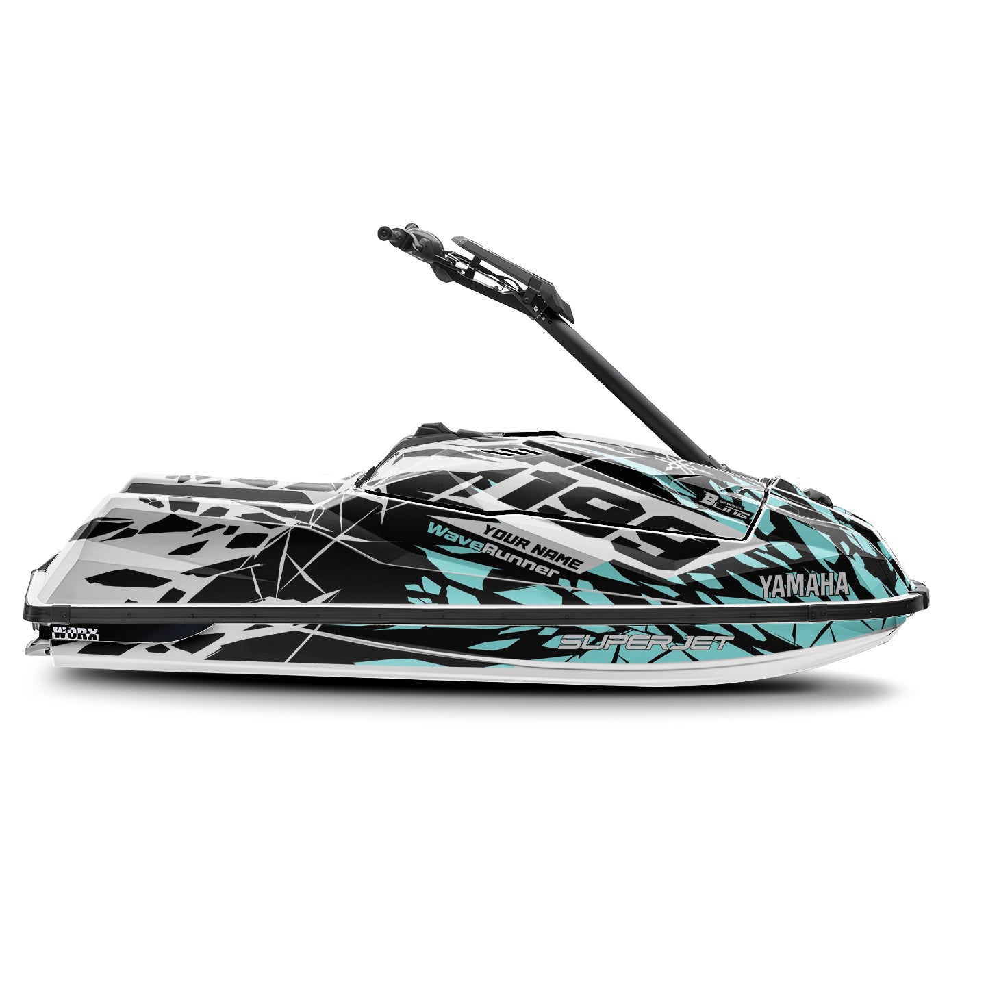 YAMAHA SUPER JET FULL GRAPHICS KIT "CLASHED ICE BLUE" DESIGN