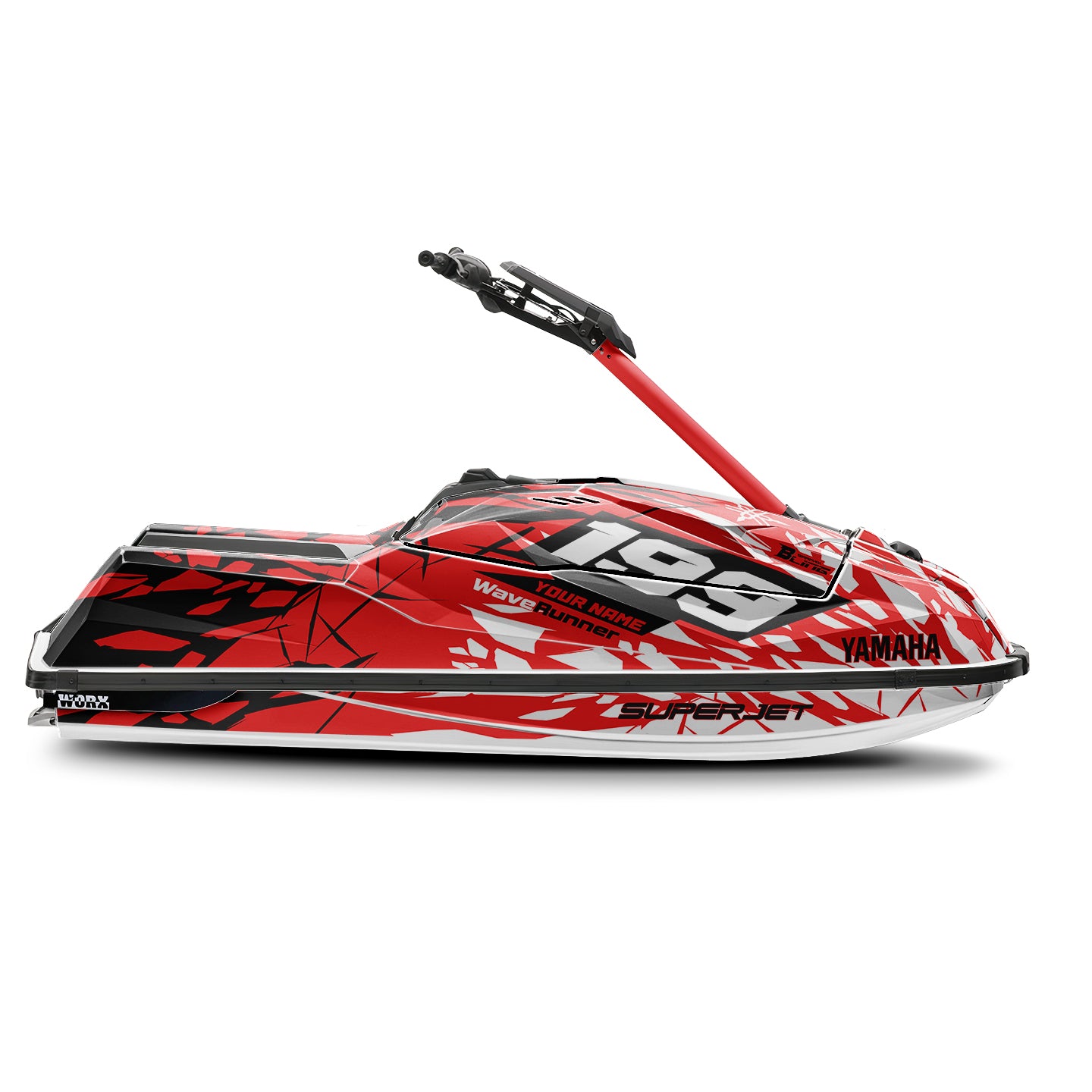 YAMAHA SUPER JET FULL GRAPHICS KIT "CLASHED RED" DESIGN