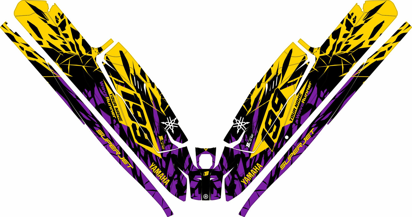 YAMAHA SUPER JET FULL GRAPHICS KIT "CLASHED YELLOW" DESIGN