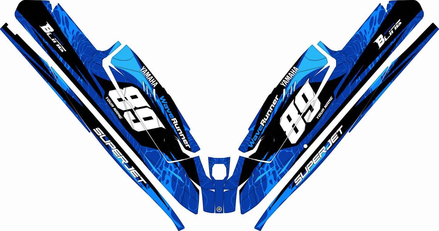 YAMAHA SUPER JET FULL GRAPHICS KIT "LIQUID BLUE" DESIGN