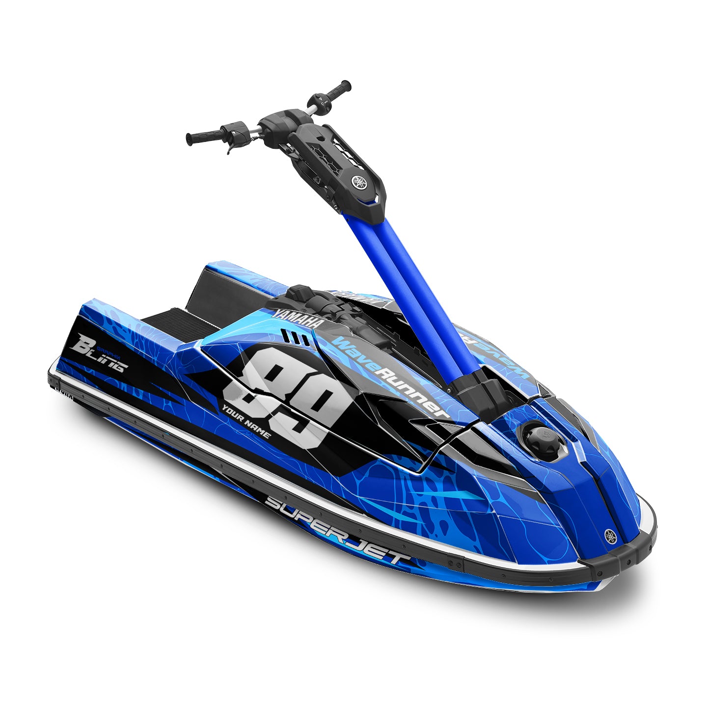 YAMAHA SUPER JET FULL GRAPHICS KIT "LIQUID BLUE" DESIGN