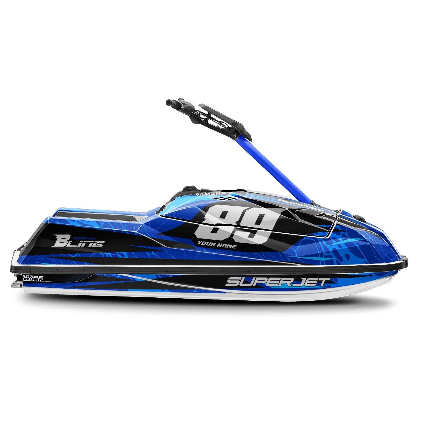 YAMAHA SUPER JET FULL GRAPHICS KIT "LIQUID BLUE" DESIGN