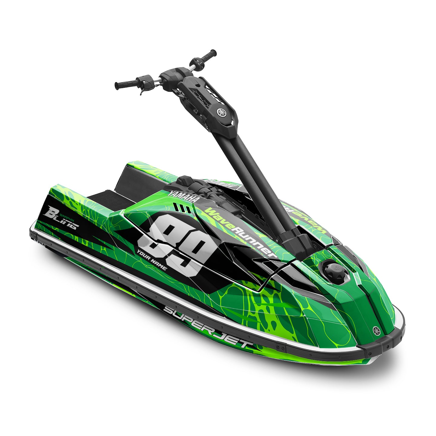 YAMAHA SUPER JET FULL GRAPHICS KIT "LIQUID GREEN" DESIGN