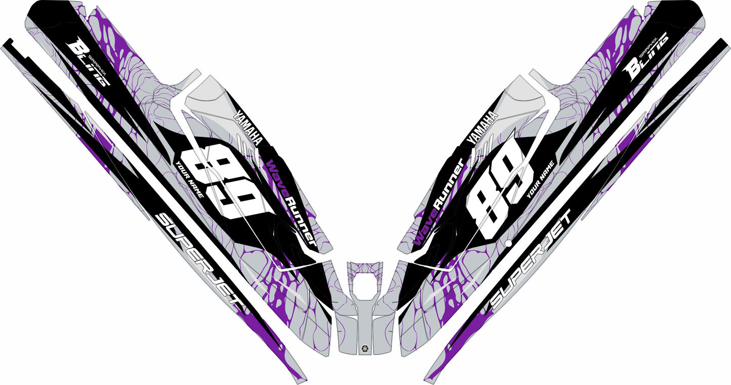 YAMAHA SUPER JET FULL GRAPHICS KIT "LIQUID GREY" DESIGN