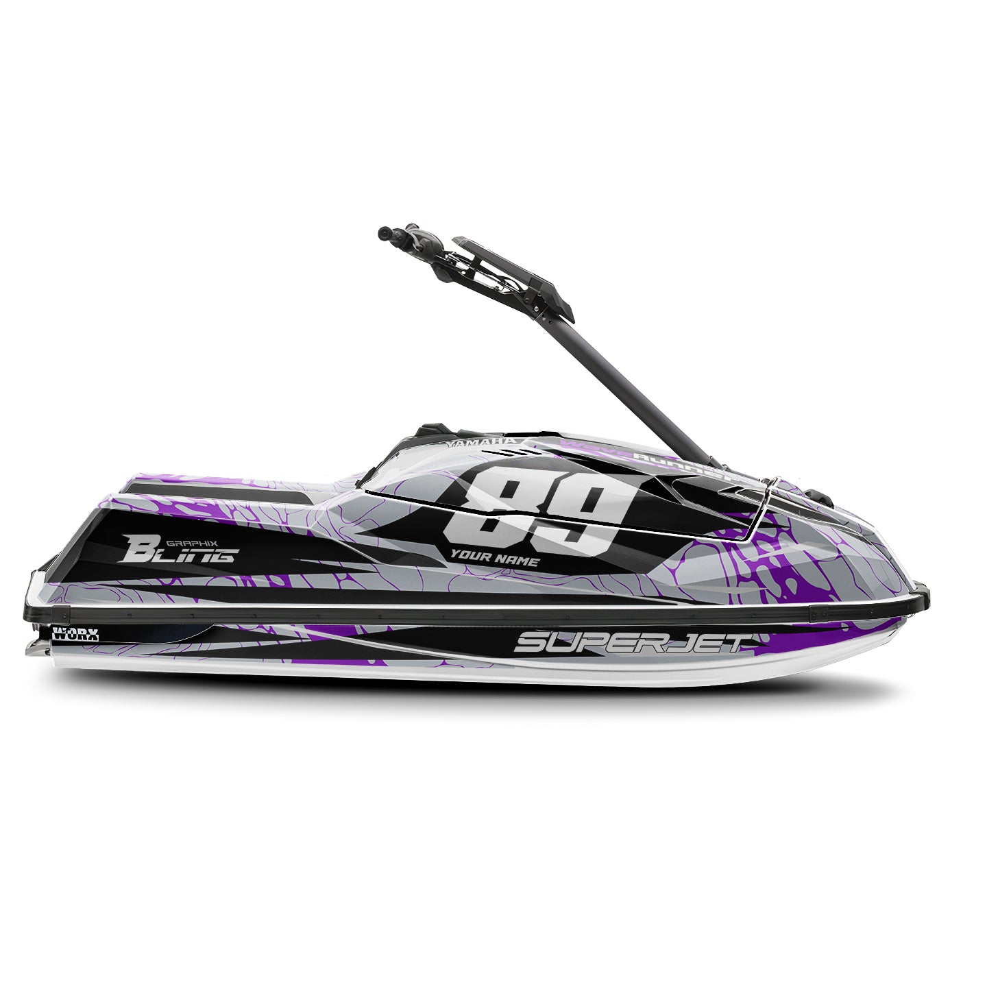 YAMAHA SUPER JET FULL GRAPHICS KIT "LIQUID GREY" DESIGN