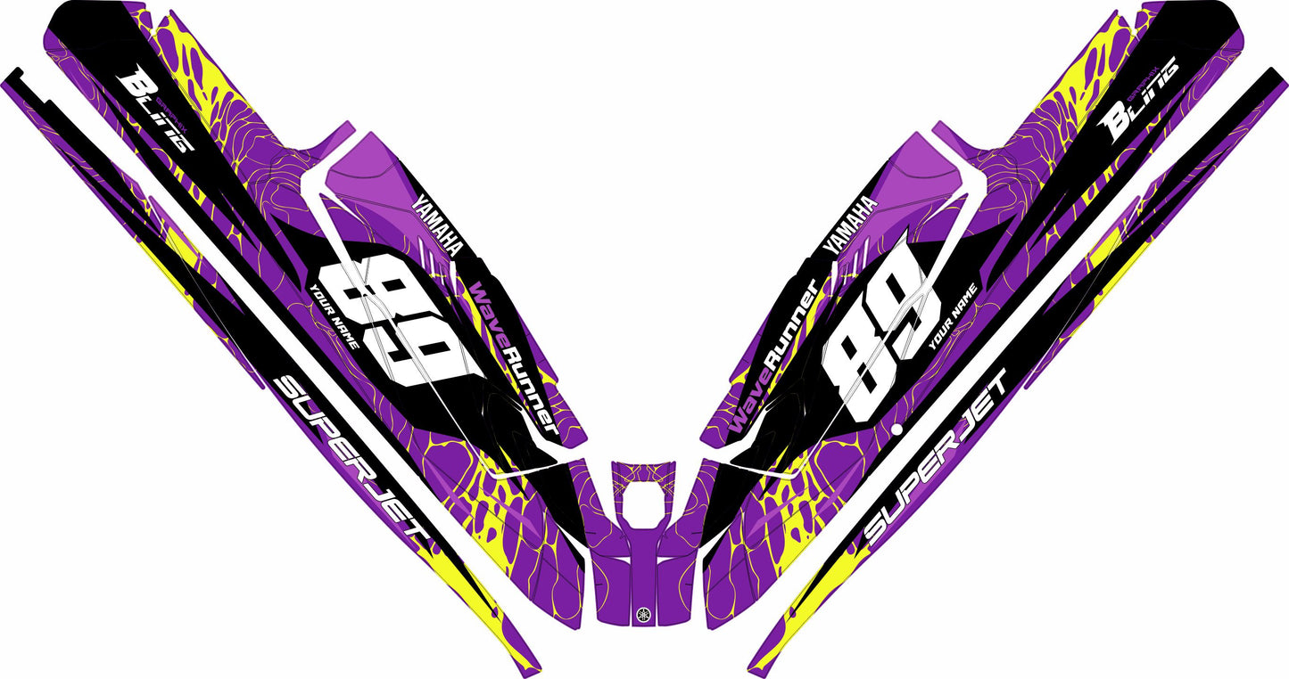 YAMAHA SUPER JET FULL GRAPHICS KIT "LIQUID PURPLE" DESIGN