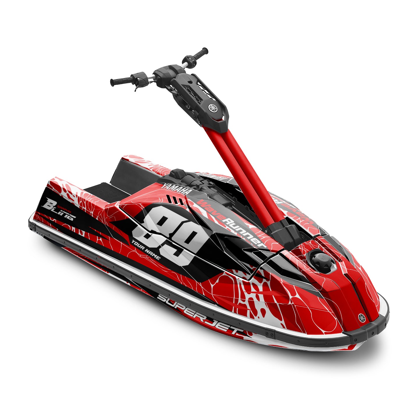 YAMAHA SUPER JET FULL GRAPHICS KIT "LIQUID RED" DESIGN