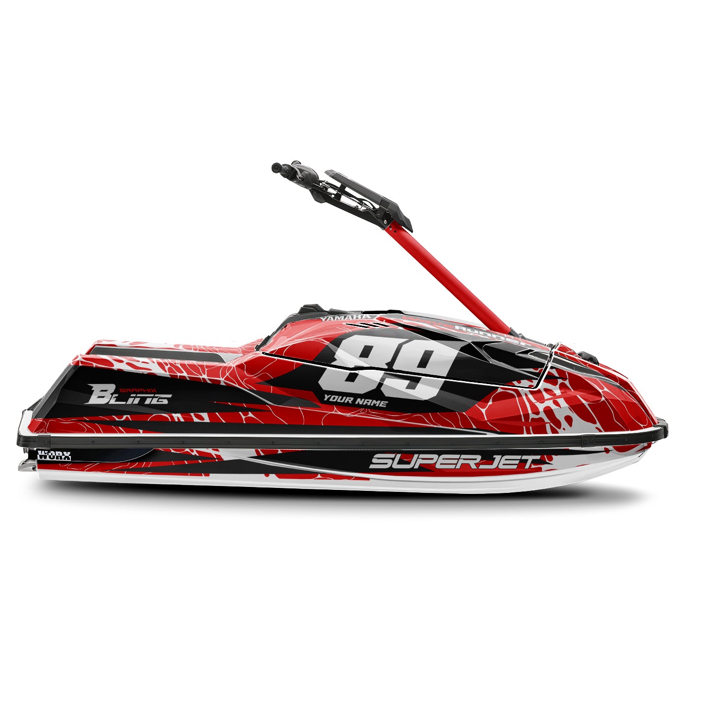 YAMAHA SUPER JET FULL GRAPHICS KIT "LIQUID RED" DESIGN