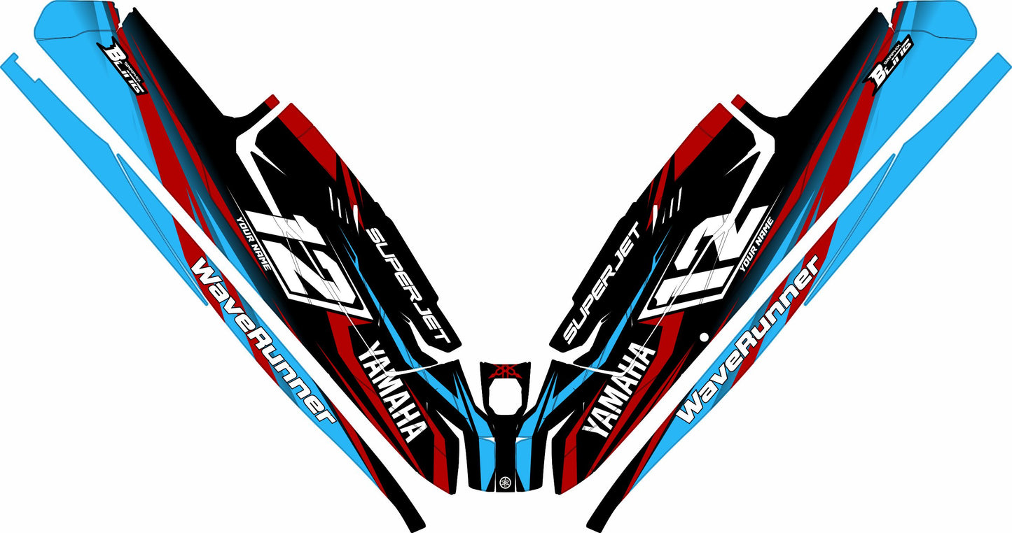 YAMAHA SUPER JET FULL GRAPHICS KIT "RACED BLUE" DESIGN