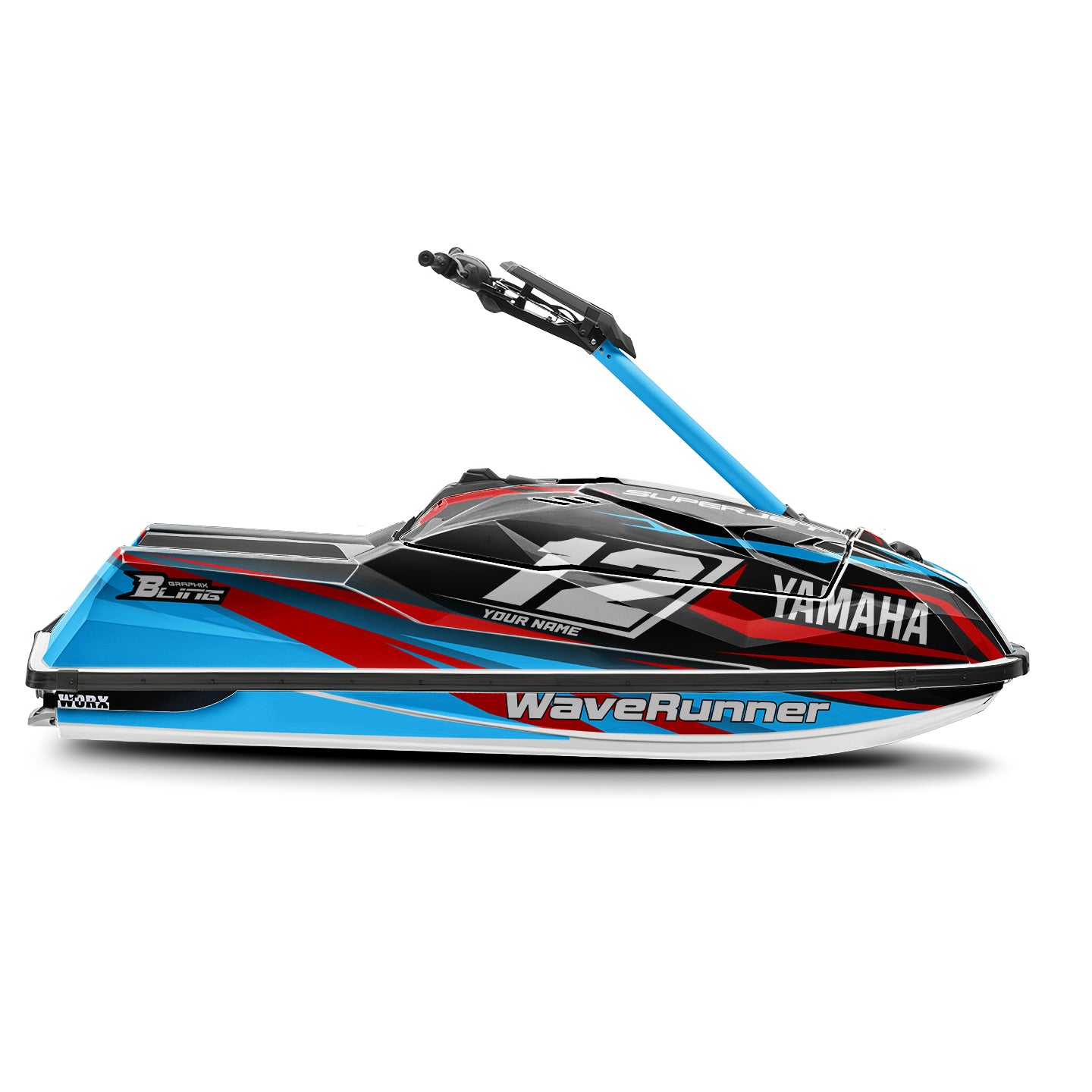 YAMAHA SUPER JET FULL GRAPHICS KIT "RACED BLUE" DESIGN