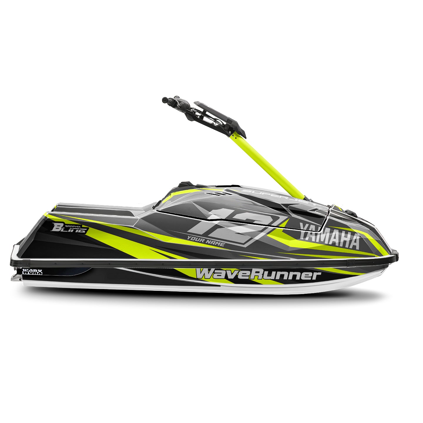 YAMAHA SUPER JET FULL GRAPHICS KIT "RACED LIME GREEN" DESIGN