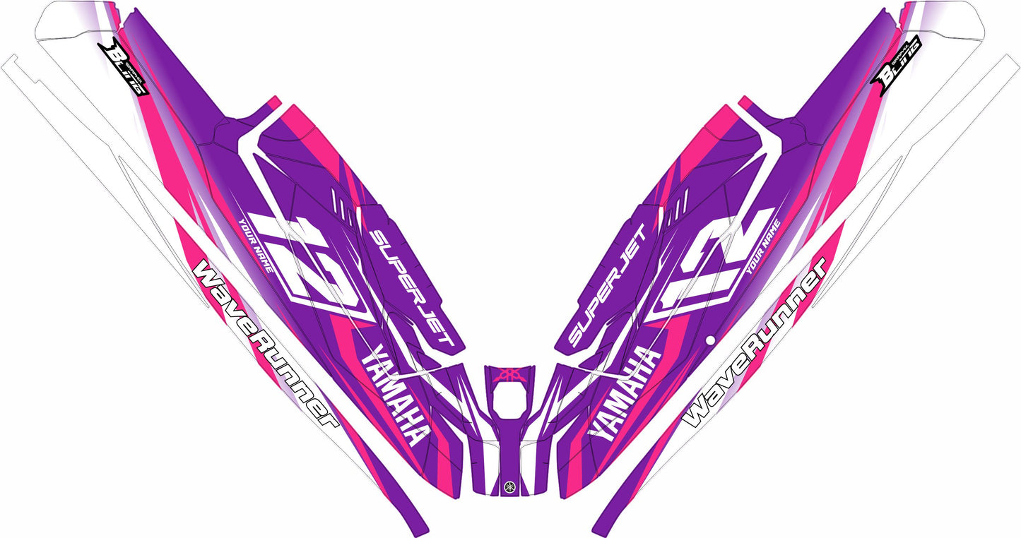 YAMAHA SUPER JET FULL GRAPHICS KIT "RACED PURPLE" DESIGN