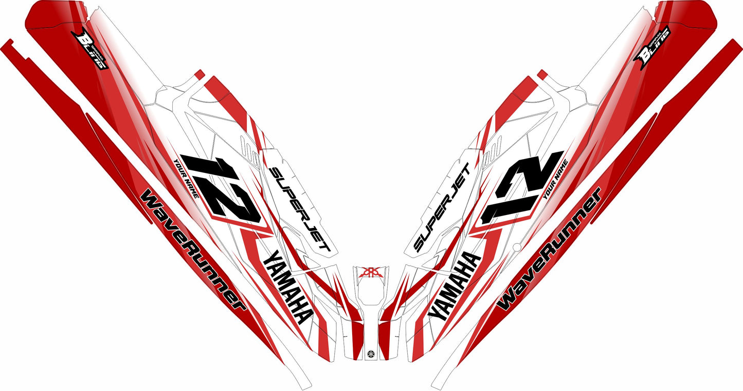 YAMAHA SUPER JET FULL GRAPHICS KIT "RACED RED" DESIGN