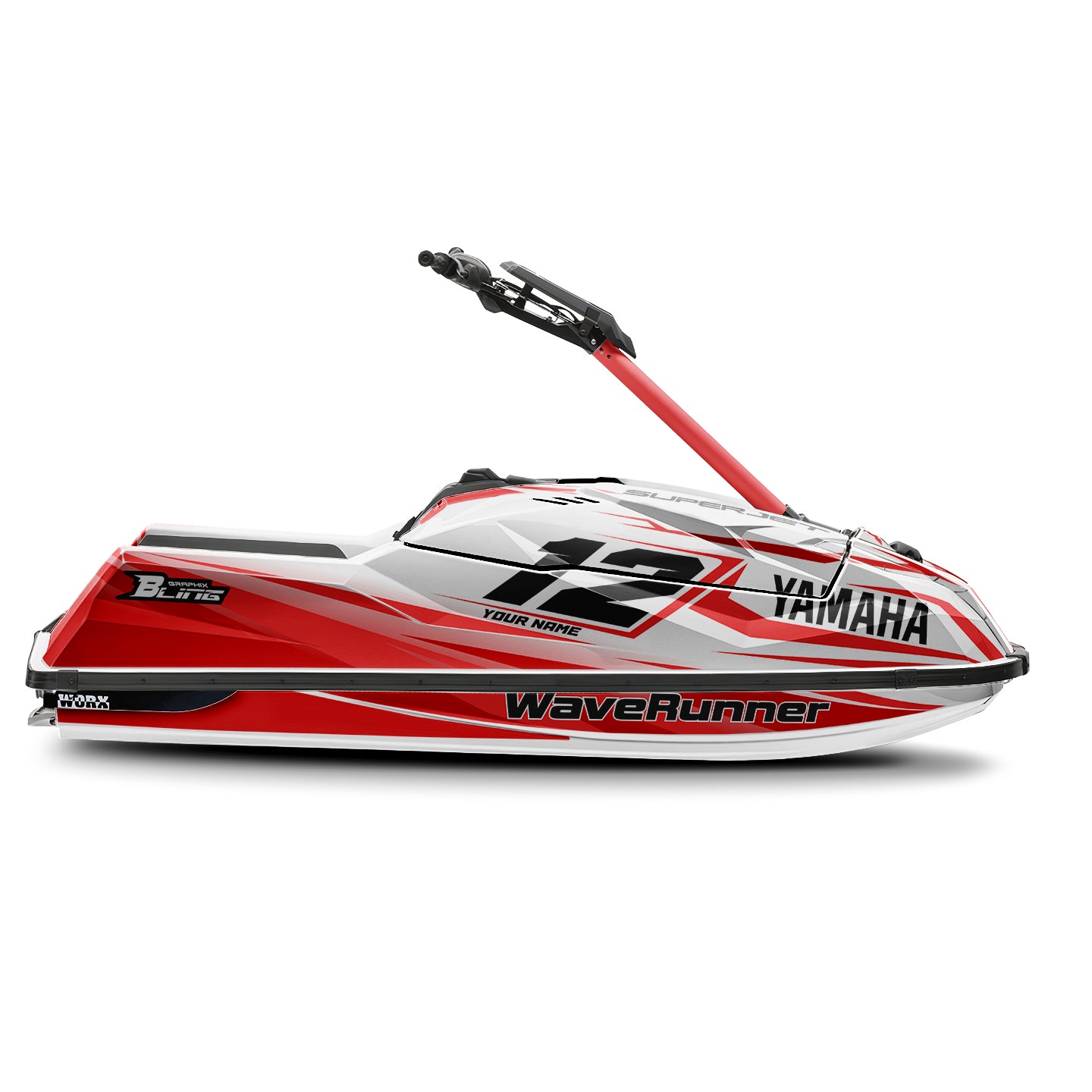 YAMAHA SUPER JET FULL GRAPHICS KIT "RACED RED" DESIGN