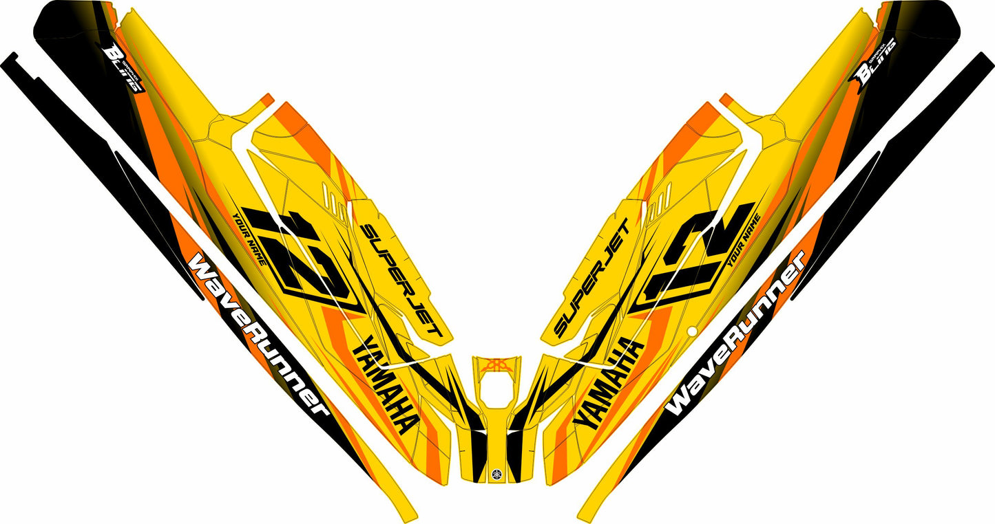 YAMAHA SUPER JET FULL GRAPHICS KIT "RACED YELLOW" DESIGN