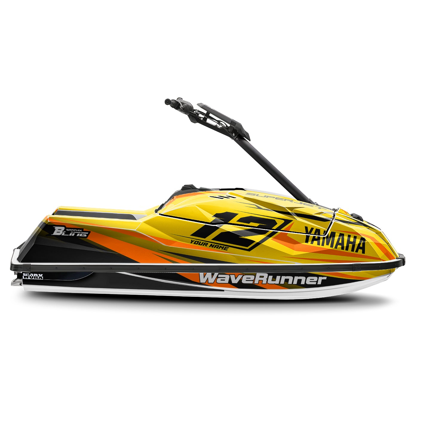 YAMAHA SUPER JET FULL GRAPHICS KIT "RACED YELLOW" DESIGN