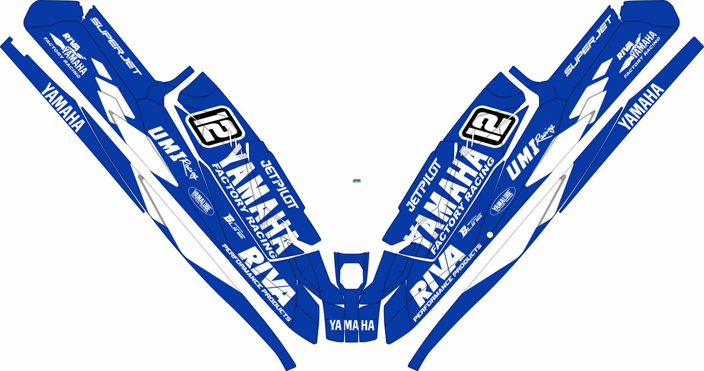 YAMAHA SUPER JET FULL GRAPHICS KIT "70TH ANNIVERSARY BLUE" DESIGN