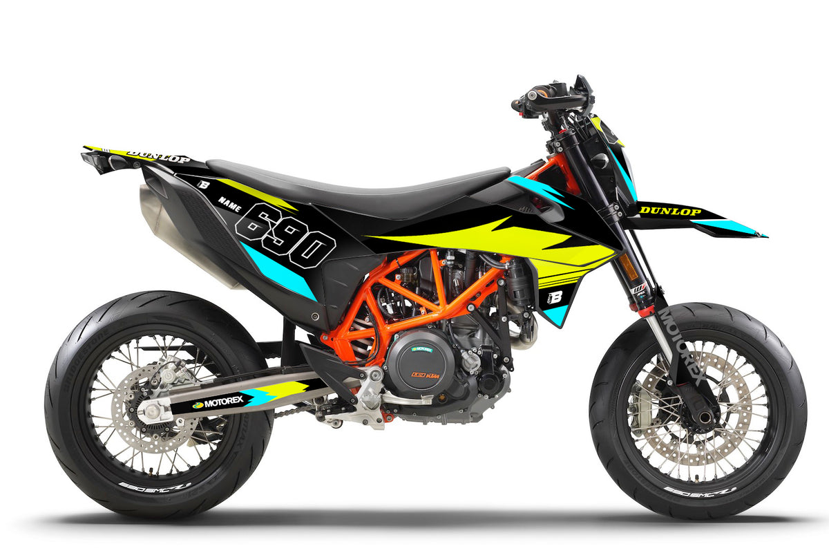 FULL GRAPHICS KIT FOR KTM SMC-R 690 2019-2021 SUPERMOTO FLUO ''FORAY ...