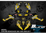 CAN-AM RENEGADE 800-1000 cc 2008-2017 GRAPHICS KIT "SHADOW" DESIGN YELLOW